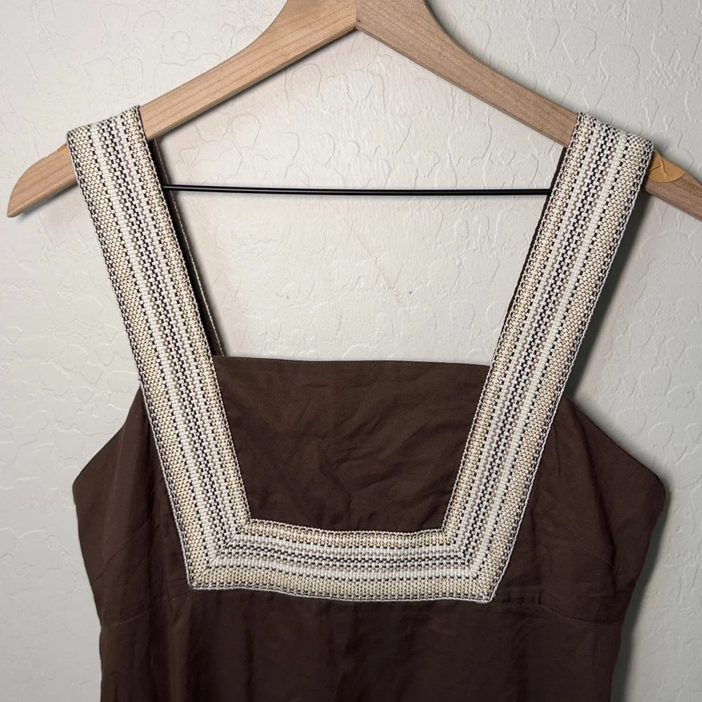 Tory Burch 100% Cotton Virginia Dress in Coconut Brown Size 8 - Picture 2 of 4